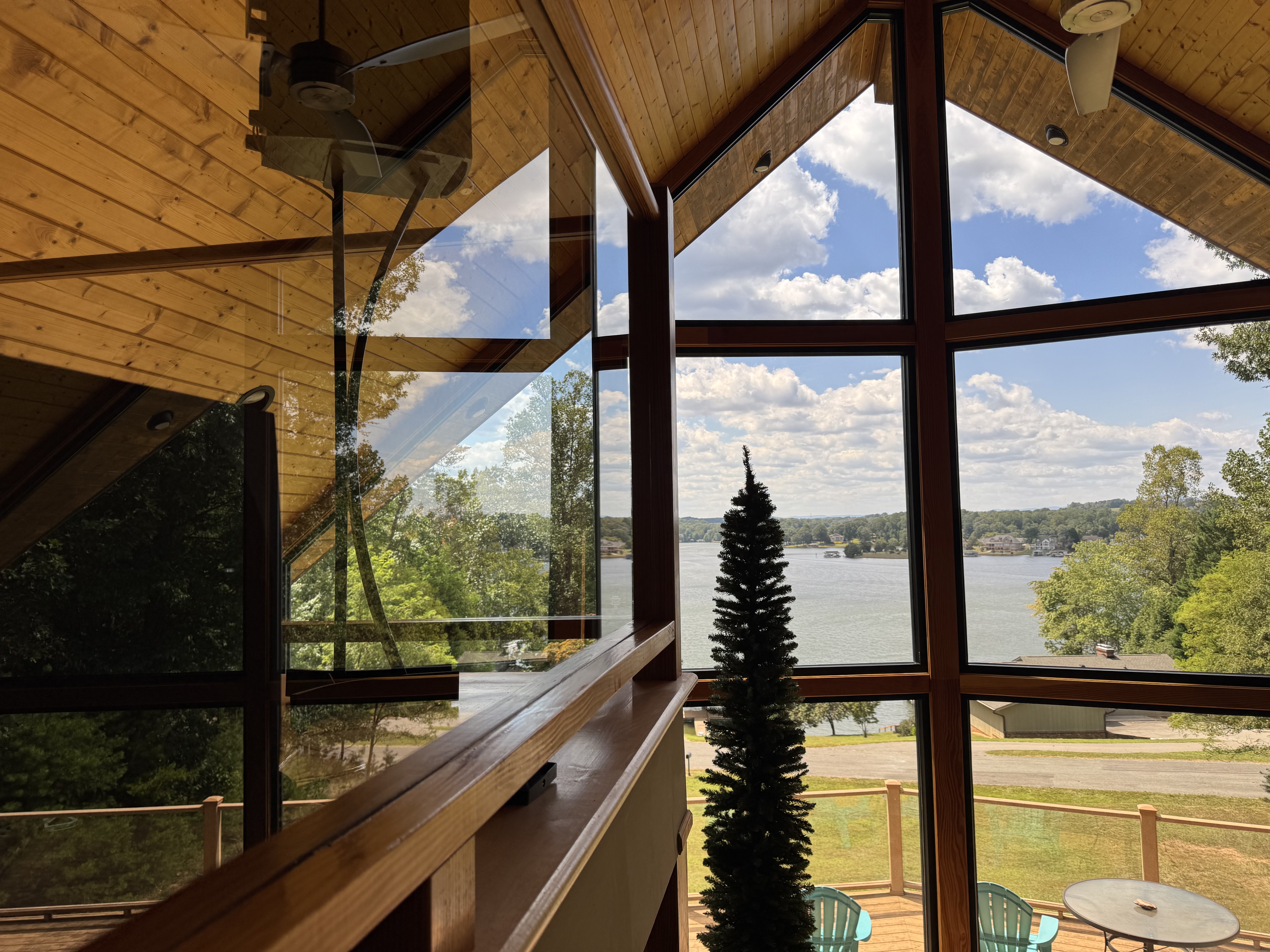 Crystal clear windows overlooking Smith Mountain Lake